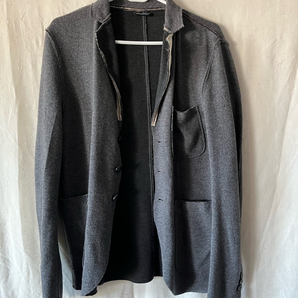 Daniele Alessandrini Charcoal Jacket with Tan Accents